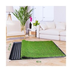Dog Grass Pad with Tray,40”X27.5”Large Artificial Turf Grass Potty,XL Reusa…