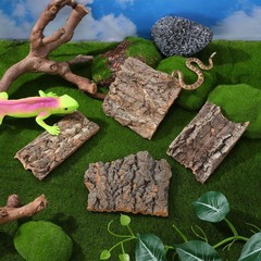 4Pcs Durable Tree Bark Decor Reptile Climbing Platforms Safe Pet Accessories