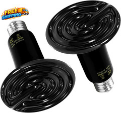 Reptile Heat Lamp 100W 2-Pack Ceramic Heat Emitter No Light Emitting Heat Bulbs