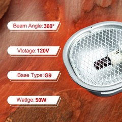 G9 Reptile Heat Lamp, Terrarium Heating Lamp Fixture with 50W UVA Low Profile…