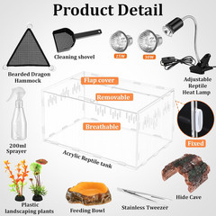 13 Pcs Mini Reptile Terrarium Starter Kits, 12X8X6” Insect Amphibians Reptile T