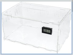 BETAZOOER Reptile Terrarium Tank Acrylic Reptile Feeding Box with Hygrometer