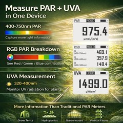 AH-Quantuv PAR Meter for Grow Lights, PPFD Meter 400-750nm with UVA Measureme…
