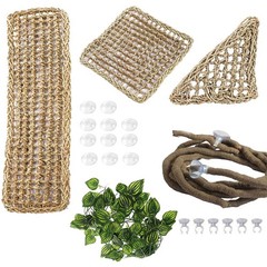 PINVNBY Bearded Dragon Hammock,Reptile Lounger Natural Medium, As Shown
