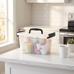 Small Plastic Storage Box, 6-Pack 3 Liter Storage Bins with Lid 3 L