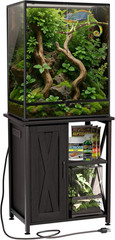 45-67 Gallon Reptile Tank Stand with Power Outlet, Terrarium Stand with Storage