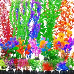 25 Pack Aquarium Plants, Fish Tank Decoration Colorful Artificial Fish Tank D…