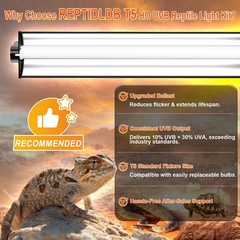 8W T5 10.0 UVB Reptile Light Fixture 12″ – High Output UVA UVB Light for B