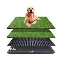 Dog Grass Pad with Tray,40”X27.5”Large Artificial Turf Grass Potty,XL Reusa…