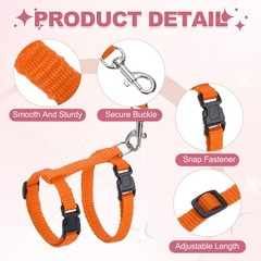 Rabbit Harness and Leash, Small Animal Harness( 2Pcs, Orange)