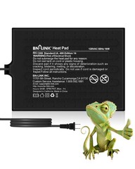 BN-LINK Reptile Heat Pad 8″X12″ 16W for 30-40gal Under Tank Terrarium Heating Ma