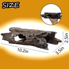 Leopard Gecko Hide, 10″ Reptile Hideout, Resin Simulated Hollow Log for Aquarium
