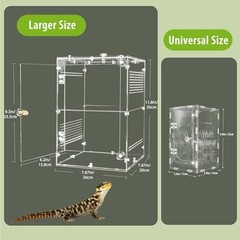 Acrylic Jumping Spider Enclosure with Removable Divider – 12″*8″*8″ Large Reptil