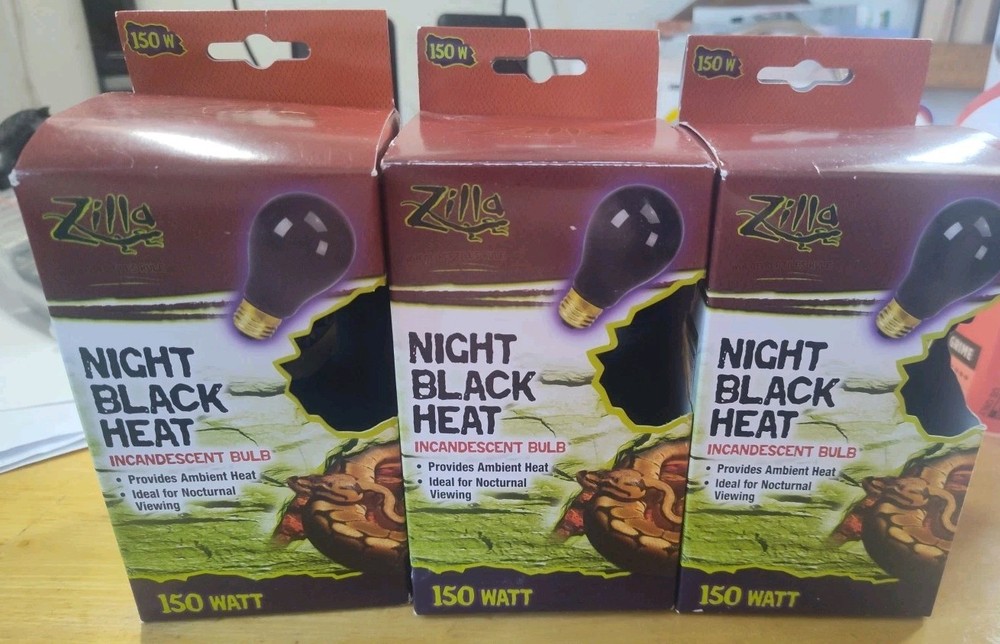 Zilla 3Pack of Night Black Heat Incandescent Bulbs, 150 Watts, Reptile