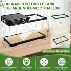 Aquatic Turtle Tank Kit+Lamp+Filter, Upgrade PC Turtle Tank Starter Kit with Adj