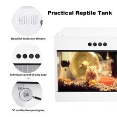 40″x16″x16″ Reptile Enclosure 44 Gallon Large Reptile Terrarium Habitat Tank