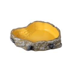 Reptile Food Bowl, Reptile Feeding Dish Corner Bowl l (10.6In, Yellow)