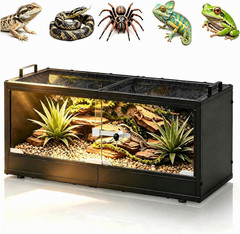 20 Gallon Reptile Terrarium Tank, Lockable Reptile Enclosure with Mesh Top & Han