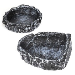 Reptile Water Dish Bowl 2 Pack Corner Resin for Bearded Dragon Gecko Snake