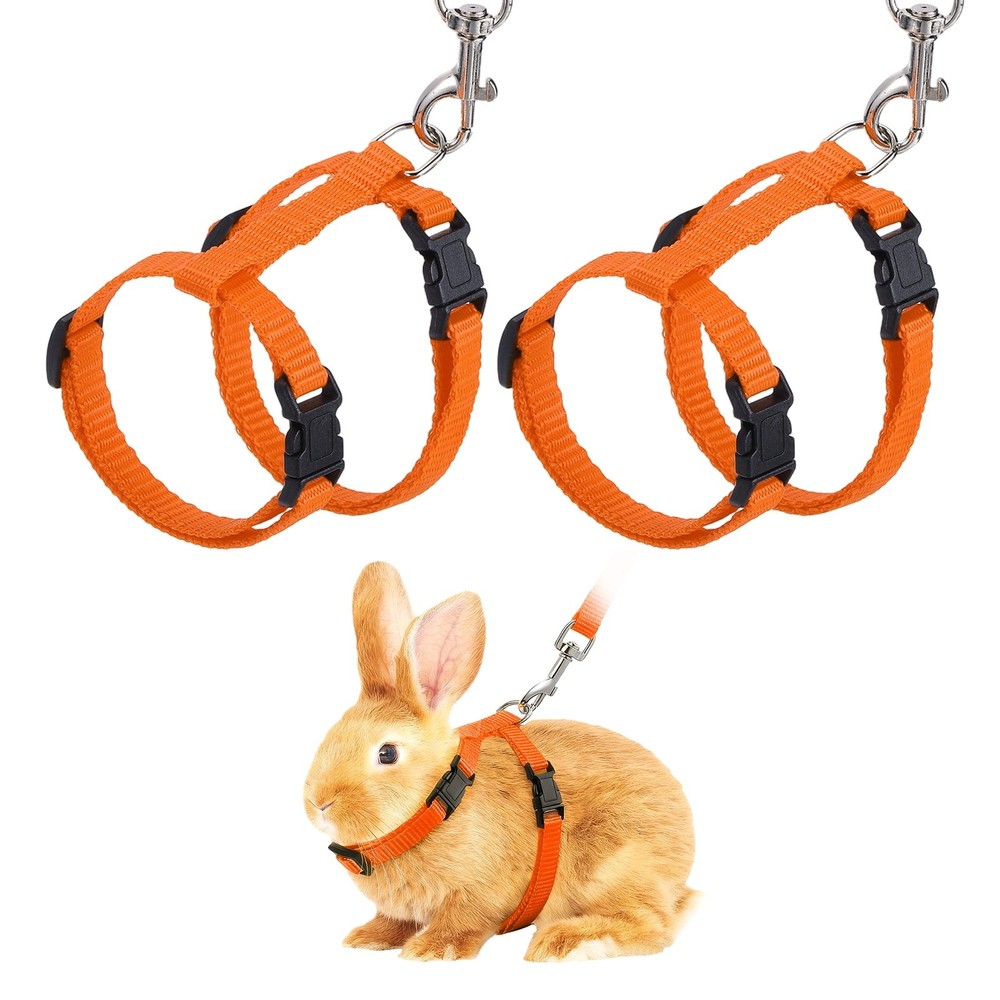 Rabbit Harness and Leash, Small Animal Harness( 2Pcs, Orange)