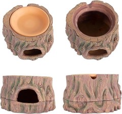 3 in 1 Reptile Hide Cave with Detachable Base & Humidity Dish, Essential Tank Te