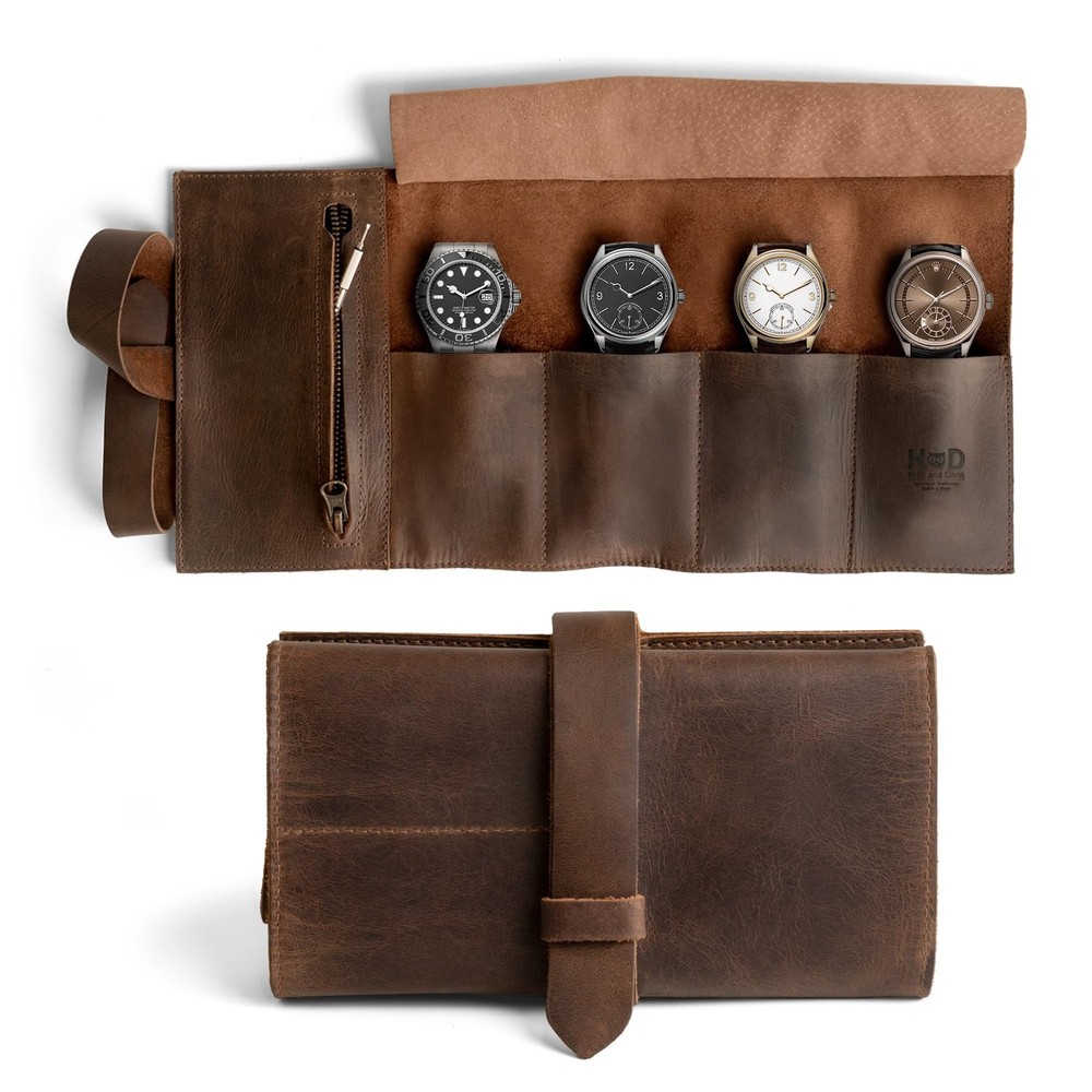 Hide & Drink, Watch Roll Organizer with Zippered Pouch, Easy Carry On Watchlo…