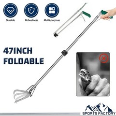 47″ Foldable Snake Tongs Grabber Catcher Stick Heavy Duty Reptile Handling Tool