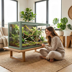 120 Gallon Reptile Terrarium 4X2X2, Extra Large Glass Enclosure with Sliding Doo