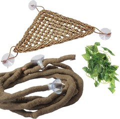 Durable Bearded Dragon Hammock with Suction Cups & Jungle Vines for Reptiles