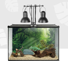 Reptile Dual Lamp Stand Metal Adjustable Heating Lamp Holder Light Fixture Retra