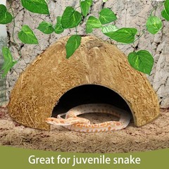 Reptile Hideouts 7 Pcs Coconut Shells 4.5″ Diameter for Gecko Lizard – Natural
