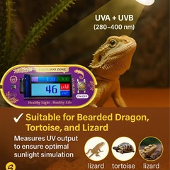 ClariVora Reptile UVB UVA Light Meter for Bearded Dragon Tank Accessories, Porta