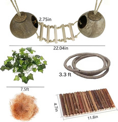 10PCS Crested Gecko Tank Accessories Set – Natural Double Coconut Shell with Lad