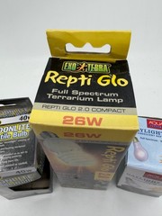 LOT Lamp Bulbs Reptile Terrarium Light 75 40 26 Watt Repti Glo Moonlight Day NEW