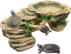 PINVNBY Turtle Basking Platform,Tortoise Resin Dock Resting Rock Reptile Habitat