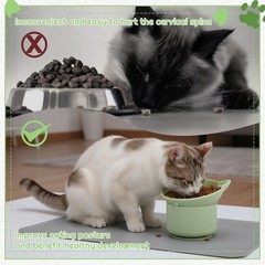 2 Pack Slow Feeder Cat Bowls Silicone Tilted Raised Pet Bowl with Non Slip Ba…