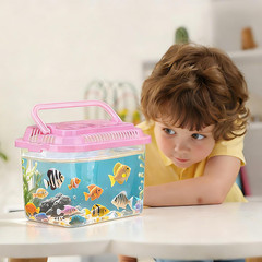 24 Pcs Plastic Reptile Terrariums Carrier Cage Small Fish Transport Container wi