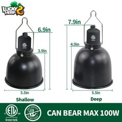 Reptile Light Fixture 5.5 Inch Aluminum Deep Dome Heat Lamp Holder UVB