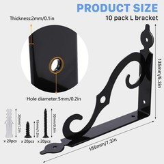 10 Pack Decorative Shelf Brackets,7.4Inch Wall Mounted L Shape Shelf Bracket,…