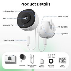 INFIYA 2K No Drill Window Camera-2 Pack 2.4Ghz & 5Ghz WiFi Dome Cameras for H…