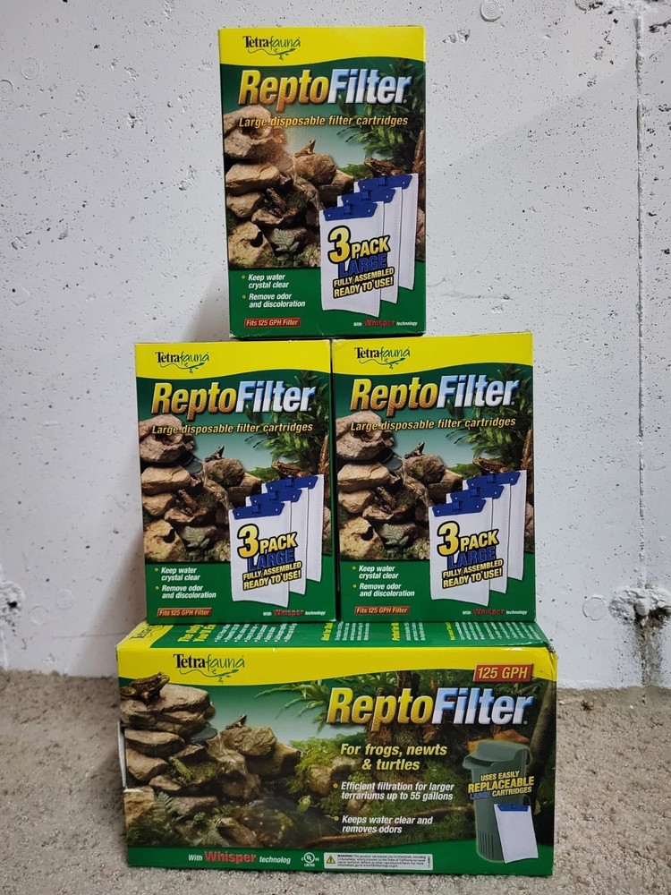 🔥✅ TetraFauna ReptoFilter 125GPH Aquatic Terrarium & 9 Replacement Cartridges
