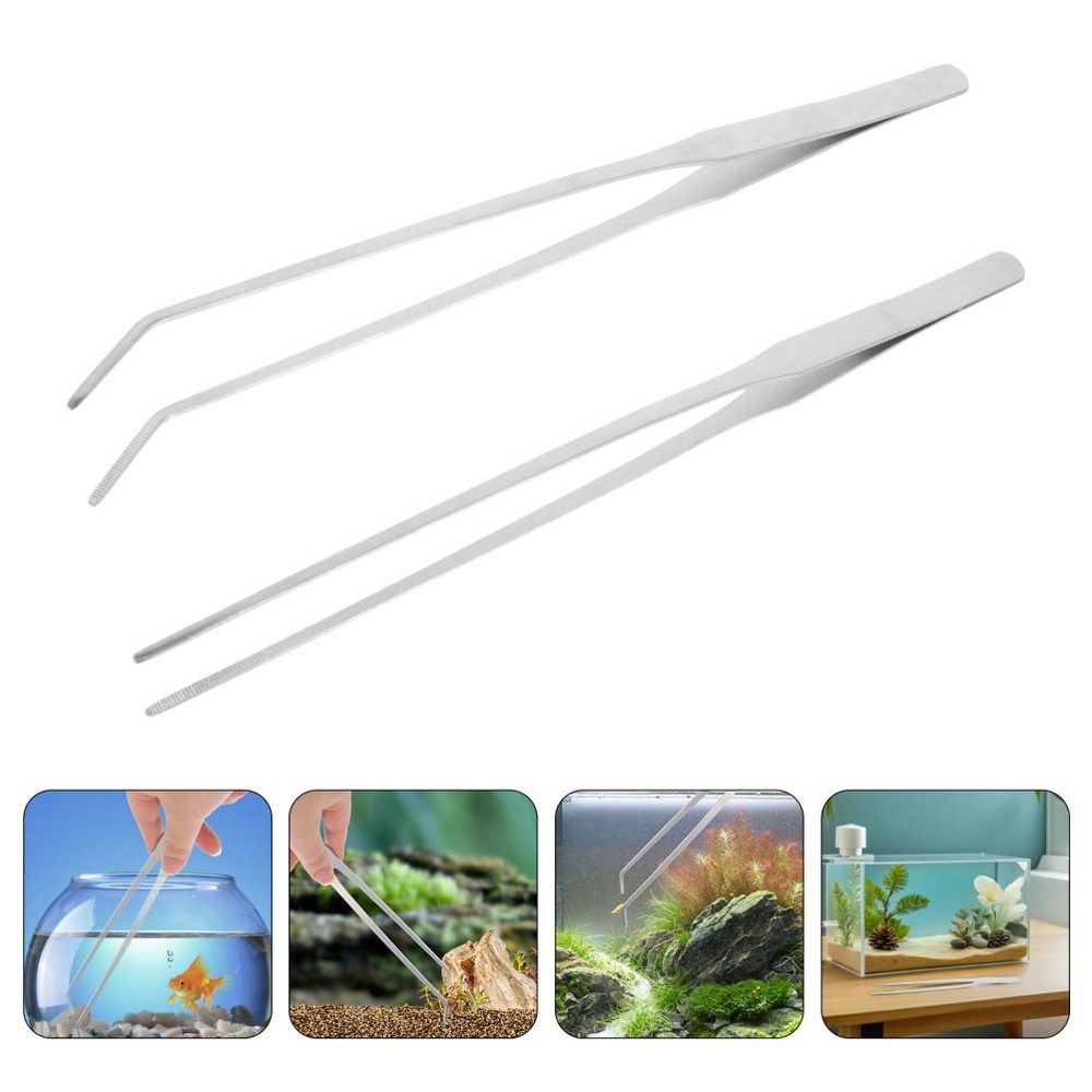 8Pcs Reusable Stainless Steel Feeding Tweezers for Aquarium and Terrarium Use