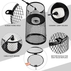 4 Pcs Reptile Heat Lamp Guard with 150W Ceramic Emitter & Mesh Cage – Basking Pr