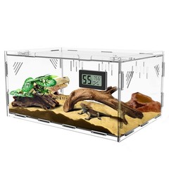 Reptile Terrariums, with Temperature Hygrometer, 15.7″x9.9″x7.1″Acrylic Repti…