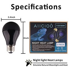 Pack of 2 Reptile Heat Lamp 60 Watt Reptile Night Heat Bulb Terrarium Moon