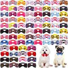 80 Pcs Dog Bow Ties for Small Dogs Assorted Pattern Pet Bowtie Collar Bows Ca…