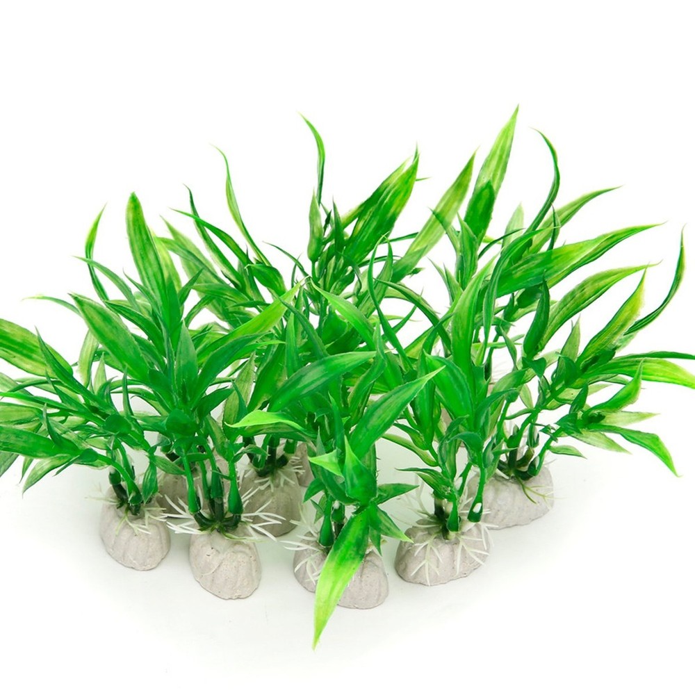 COMSUN 10 Pack Artificial Aquarium Plants, Small Size 4 inch Approximate Heig…
