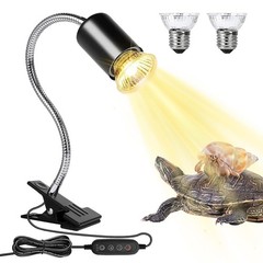 Reptile Heat Lamp, Clamp, 2 Bulbs 25W, 50W, Turtle Tank, Terrarium Accessory