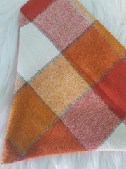 Rustic Orange Buffalo Plaid Flannel Over Collar Dog Bandana Slips On Size XXL