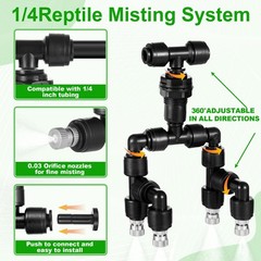 86 Pack 1/4″ Misting Nozzle Kit – 360° Adjustable Reptile & Plant Mister System
